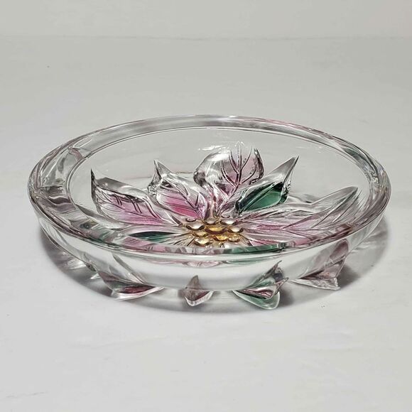 Savoir Vivre Glass Poinsettia Candy Dish or Trinket - Picture 2 of 6